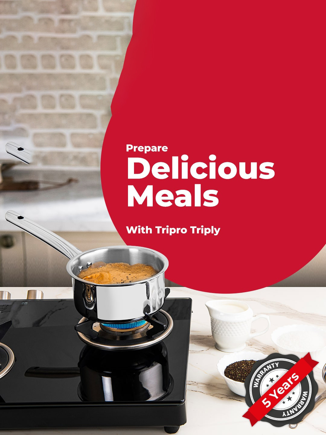 BERGNER Tripro Triply Stainless Steel Sauce Pan with Lid 1.7 L