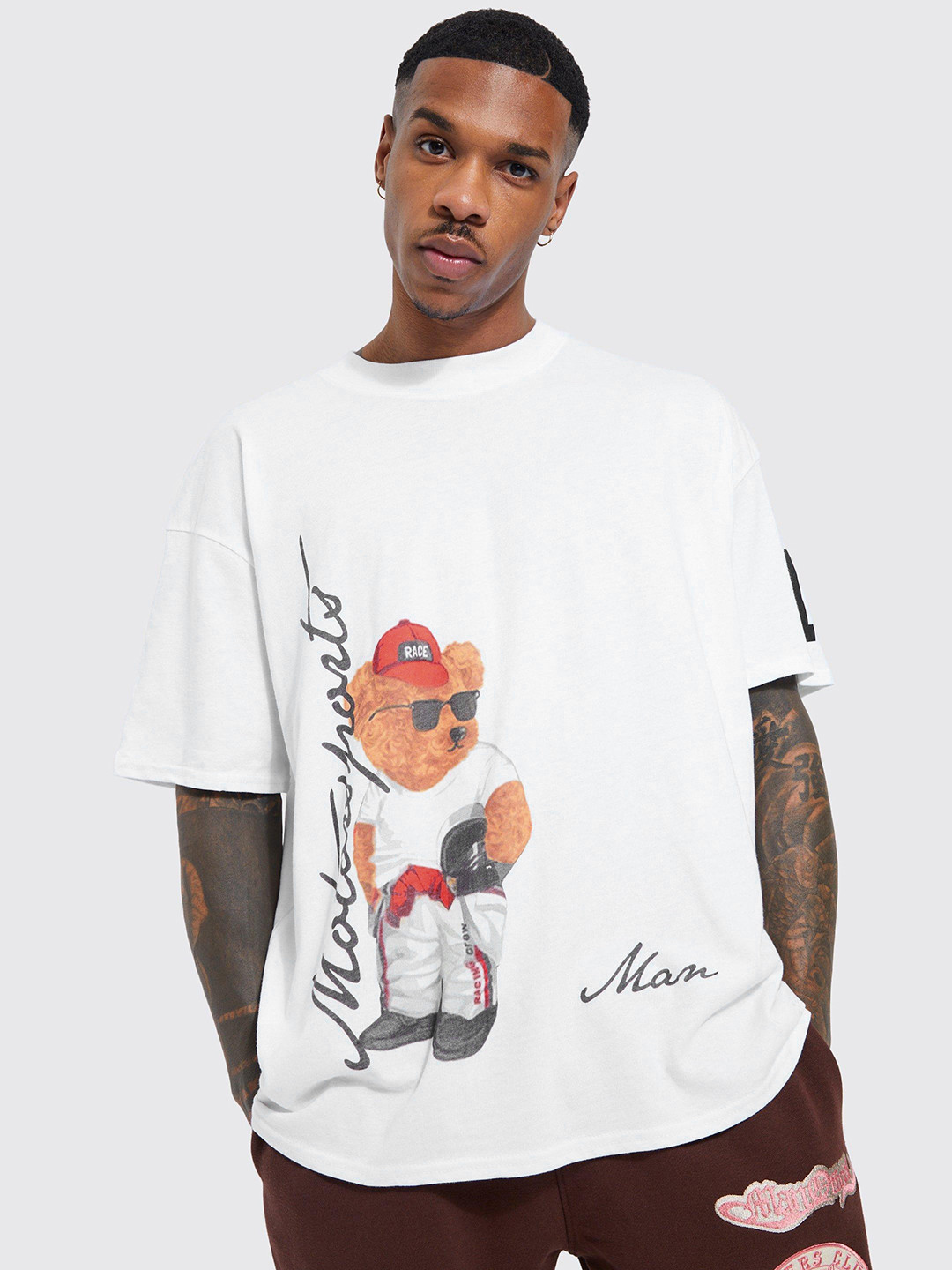 boohooMAN Coversational Print Pure Cotton Oversized T-shirt