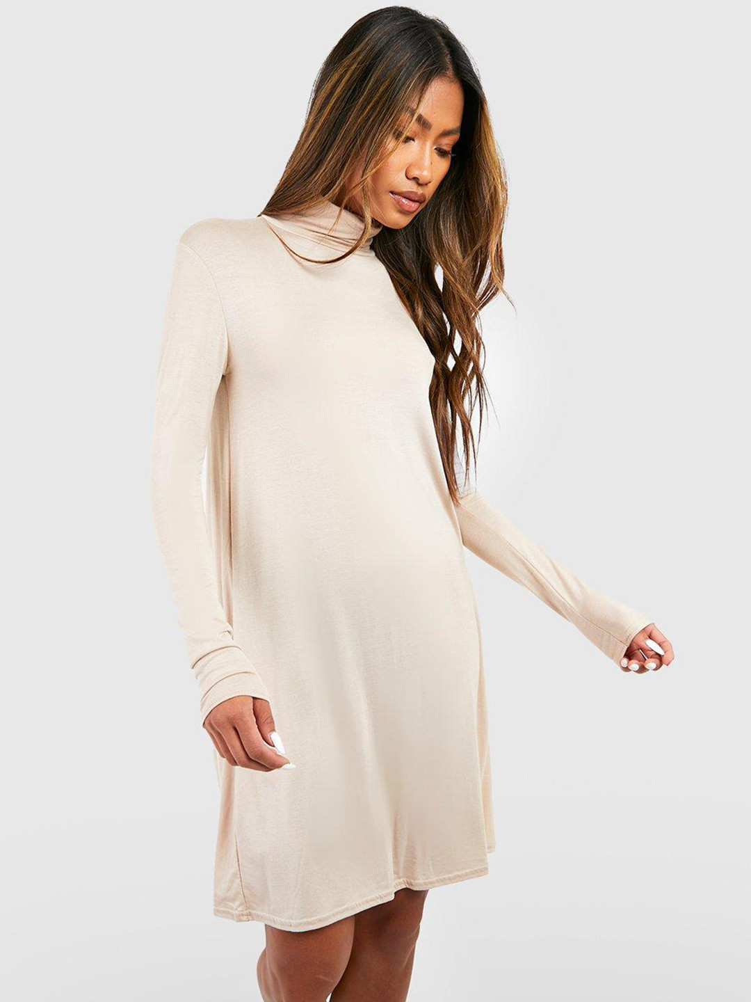Boohoo High Neck A-Line Mini Dress