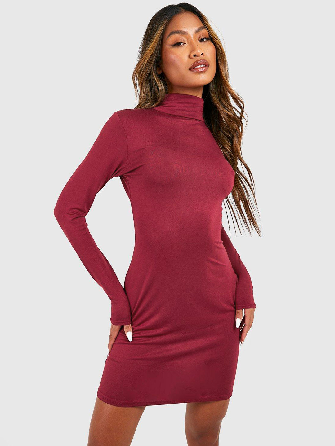 Boohoo Turtle Neck Mini Bodycon Dress