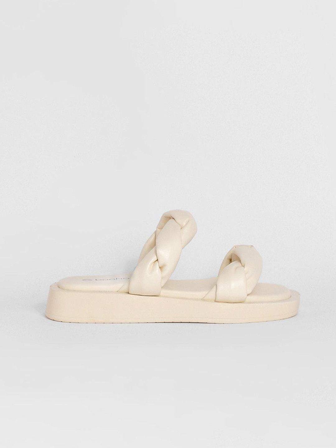 Boohoo Women Wide Fit Twist Detail Flatform Slider