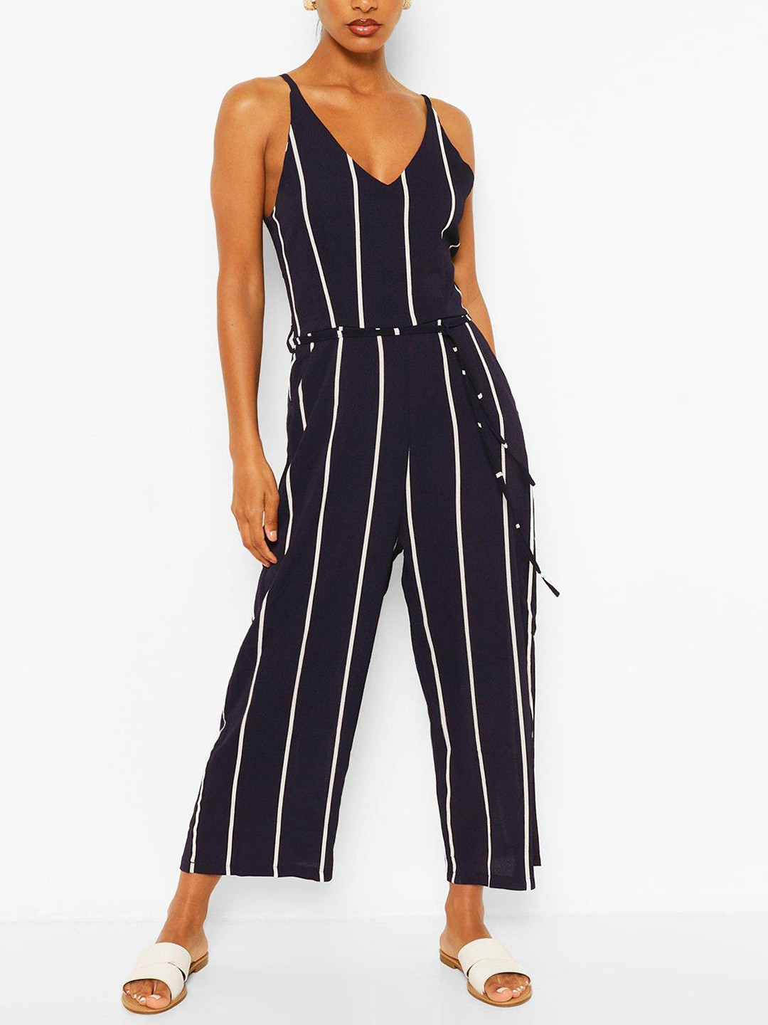 Boohoo Striped Basic Jumpsuit