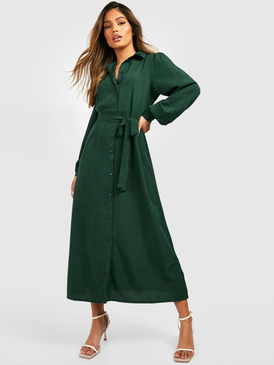 Boohoo Shirt Style Midi Dress