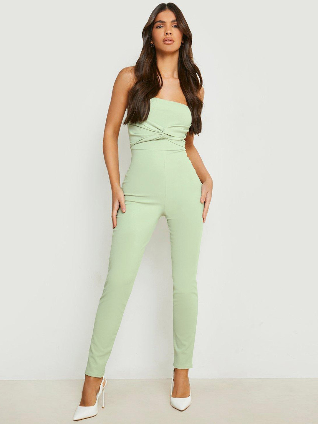 Boohoo Twisted Strapless Basic Jumpsuit