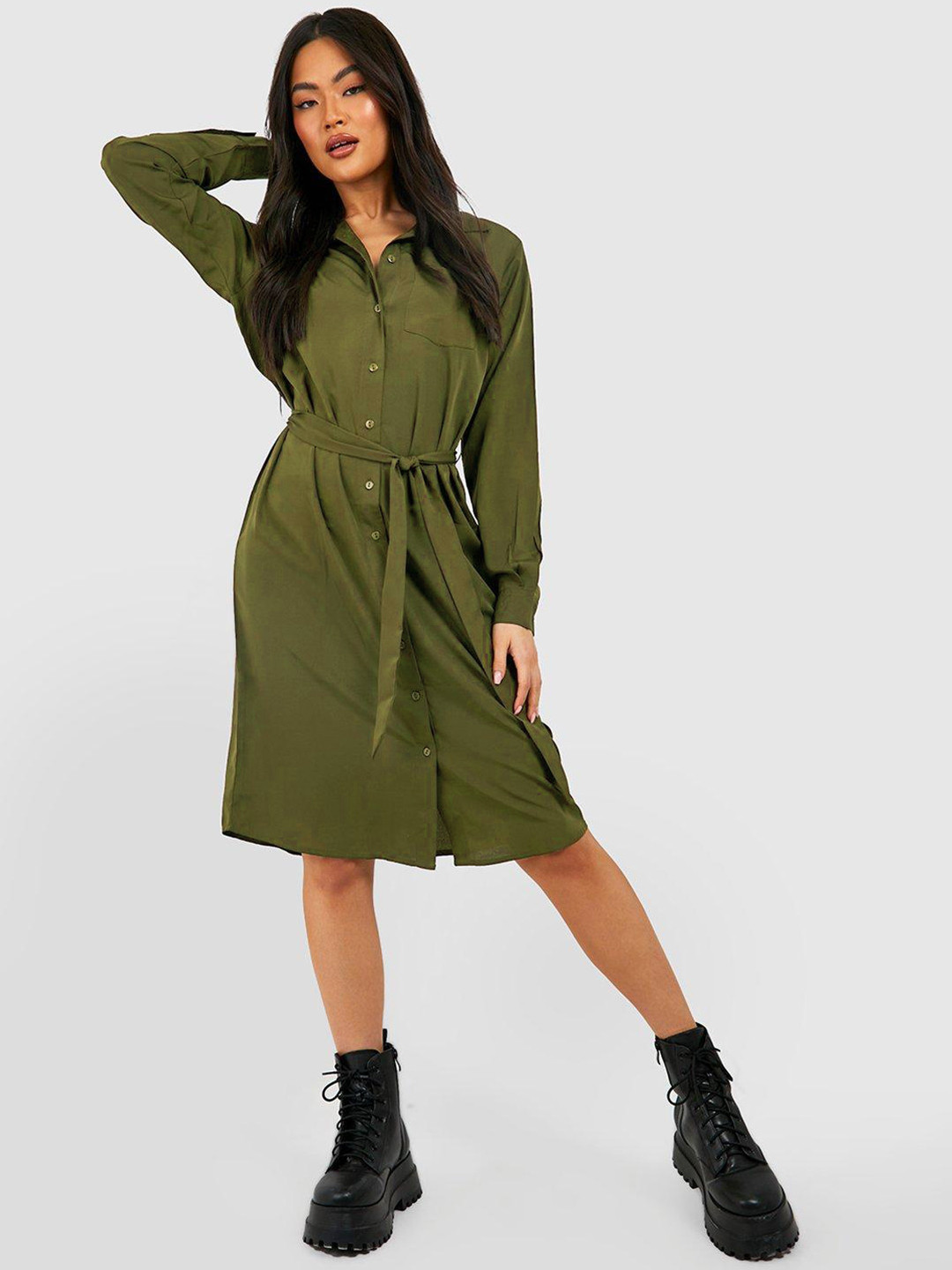 Boohoo Shirt Dress with Belt
