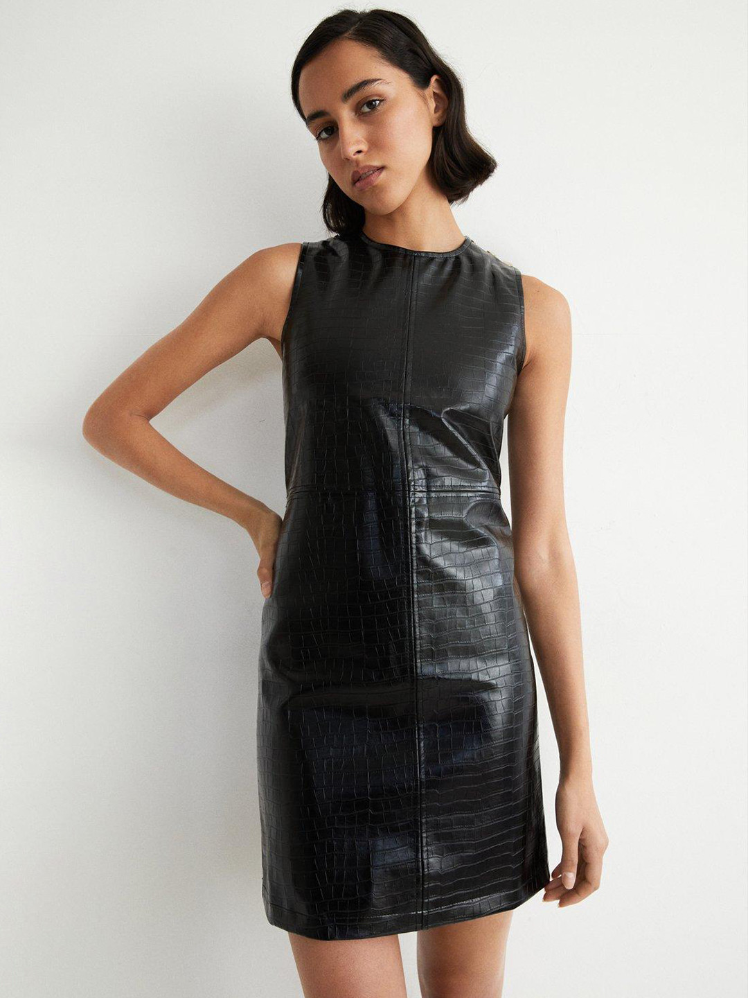 WAREHOUSE Croc Textured A-Line Dress