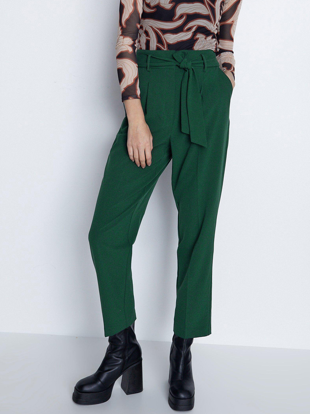 WAREHOUSE Women High-Rise Pleated Peg Trousers