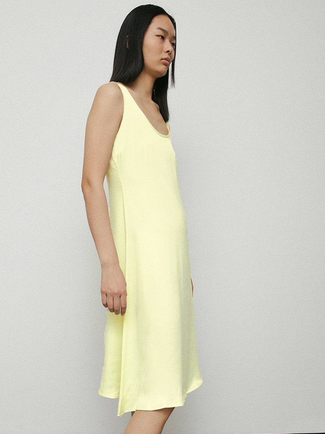 WAREHOUSE Scoop Neck Satin Finish A-Line Dress
