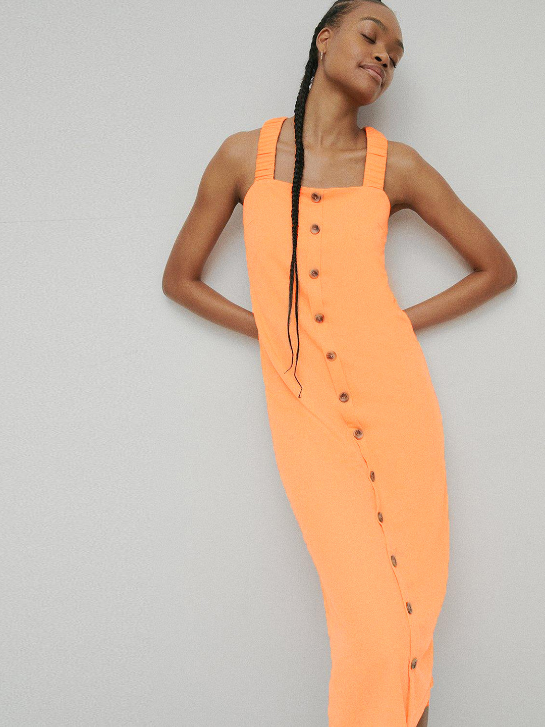 WAREHOUSE Square Neck Sheath Midi Dress