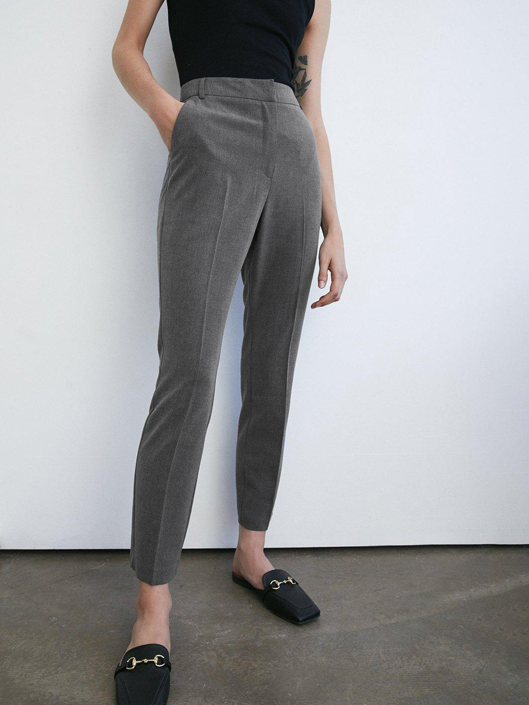 WAREHOUSE Women Slim Fit High-Rise Formal Trousers