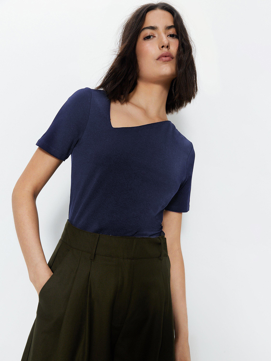 WAREHOUSE Black Cotton Top