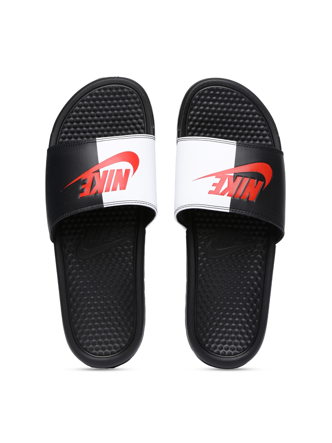 Red white and black best sale nike slides