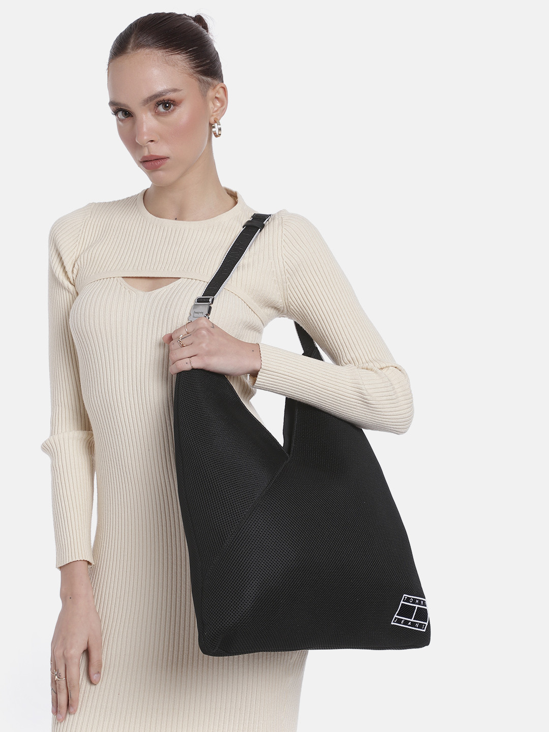 Tommy Hilfiger Mesh Textured Structured Shoulder Bag