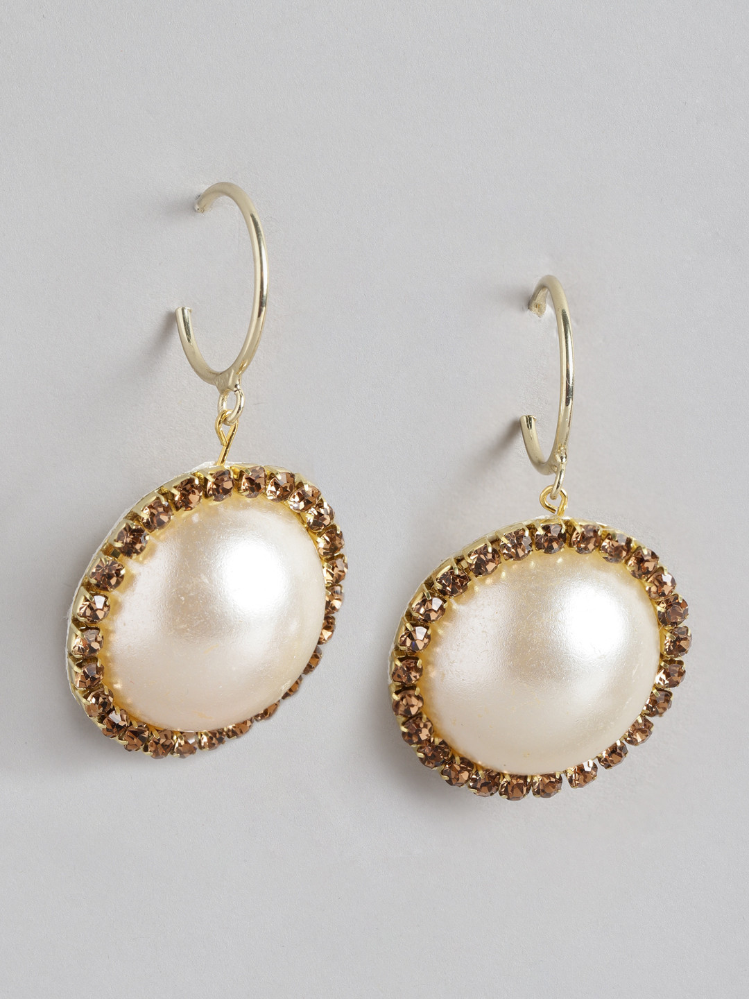 DressBerry Stone Studded Circular Drop Earrings