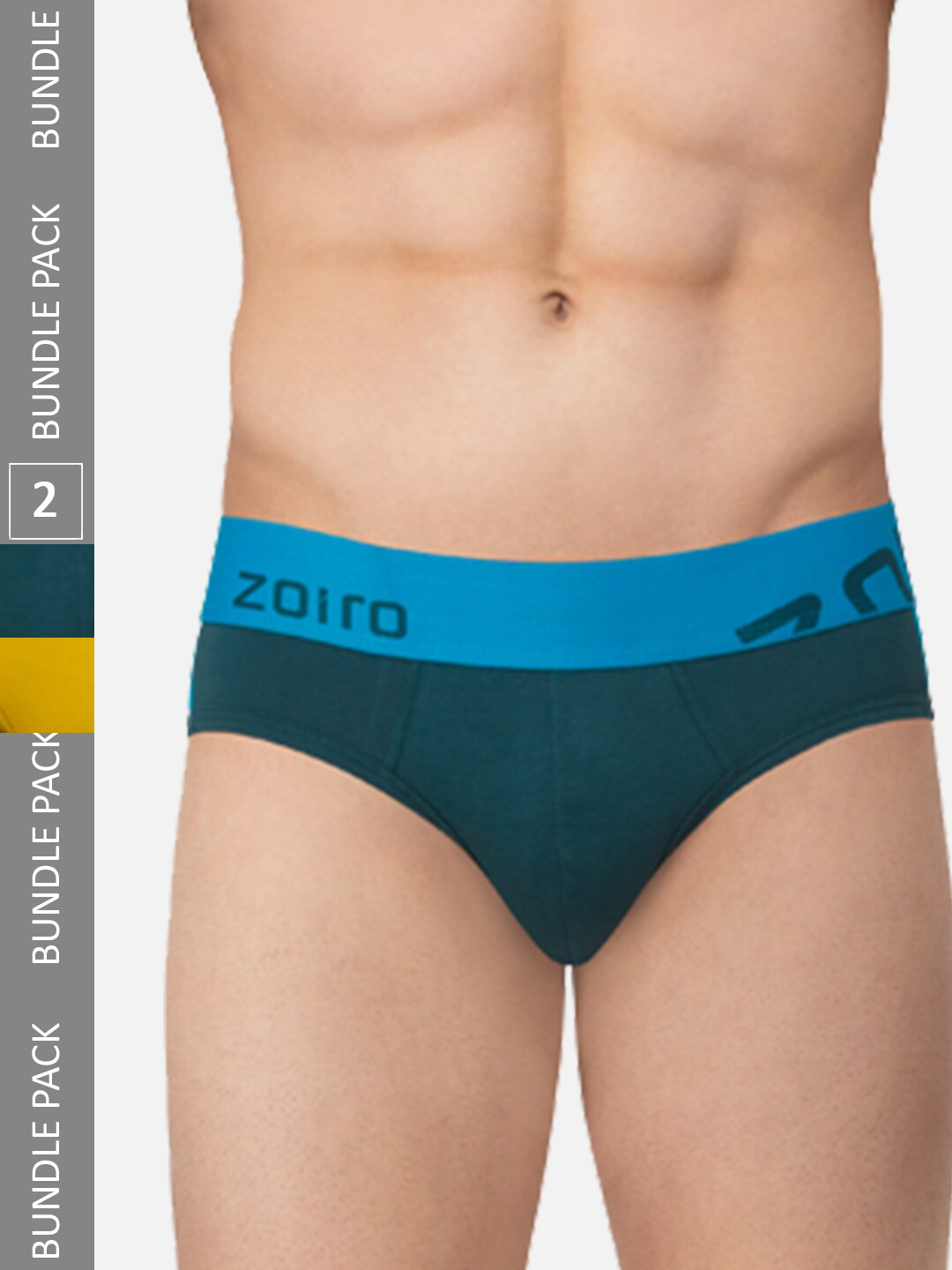 Zoiro Pack Of 2 Colourblocked Pure Cotton Basic Briefs ZO-BRI-TRE31-VBAD-SUCA-S-2PC