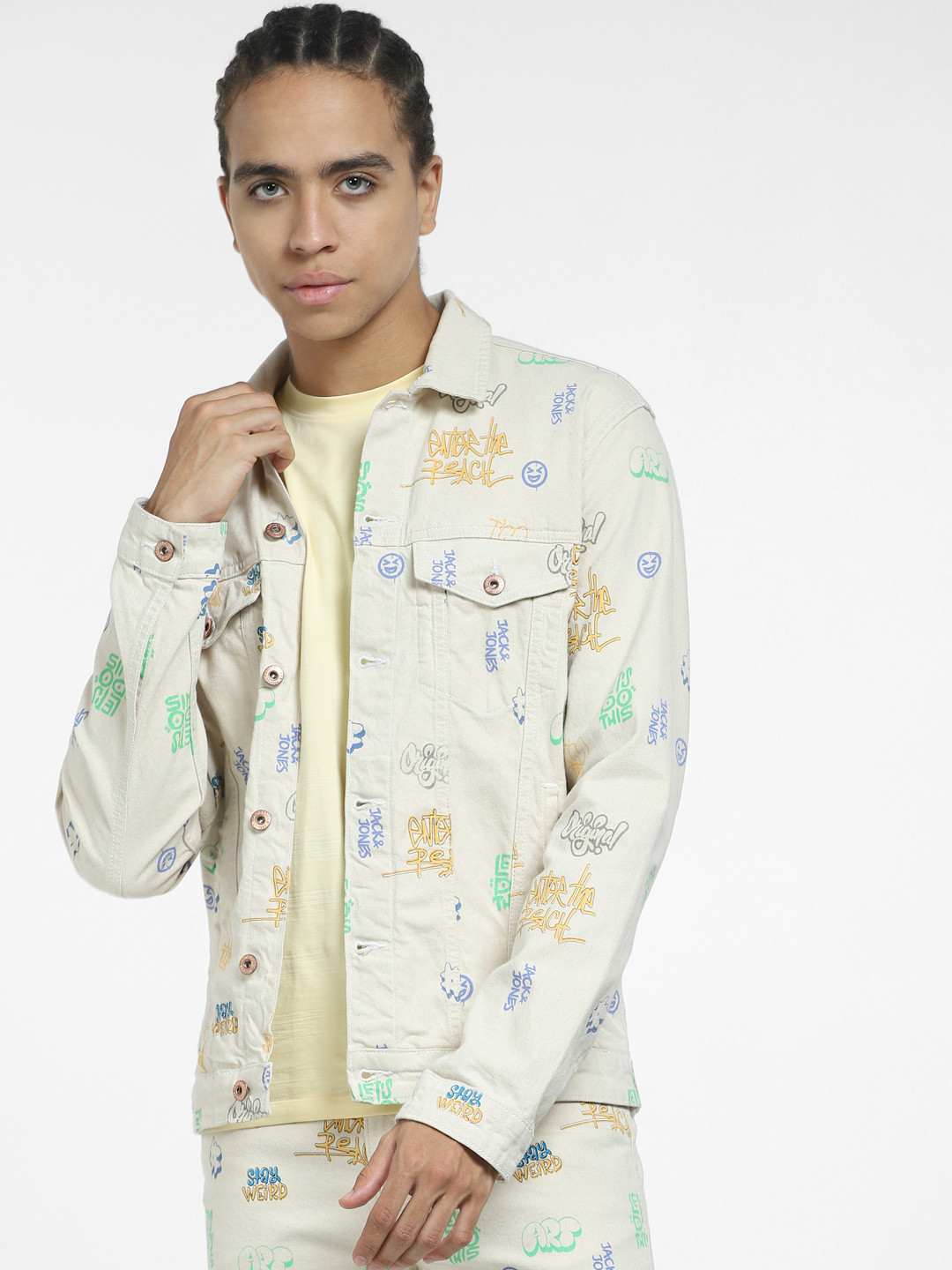 Jack & Jones Floral Cotton Denim Jacket