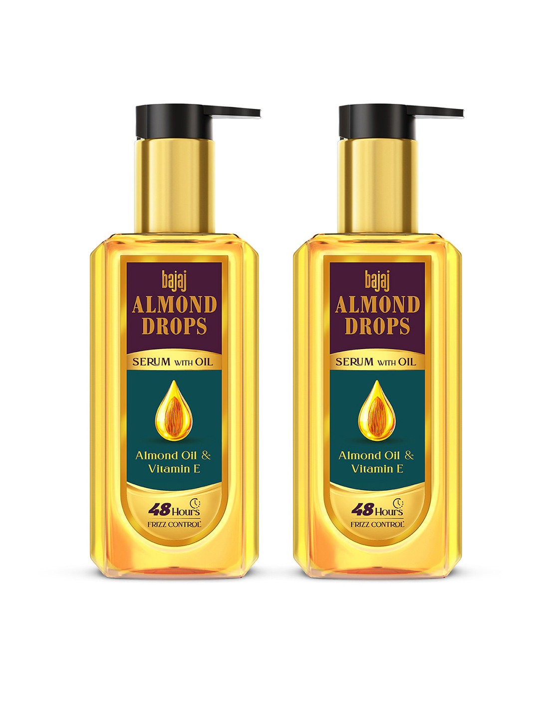 BAJAJ CONSUMER CARE Set of 2 Almond Drops Frizz Control Hair Serum with Oil - 100ml Each