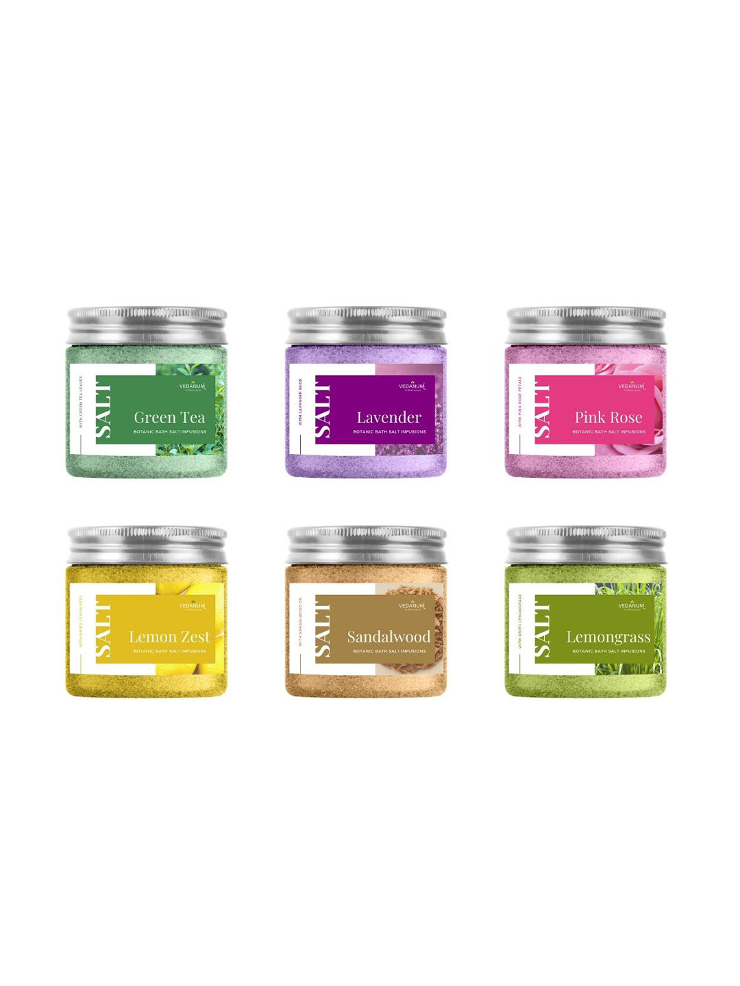 VEDANUM Set Of 6 Fortified Luxury Signature Bath Salts - 100 gm Each