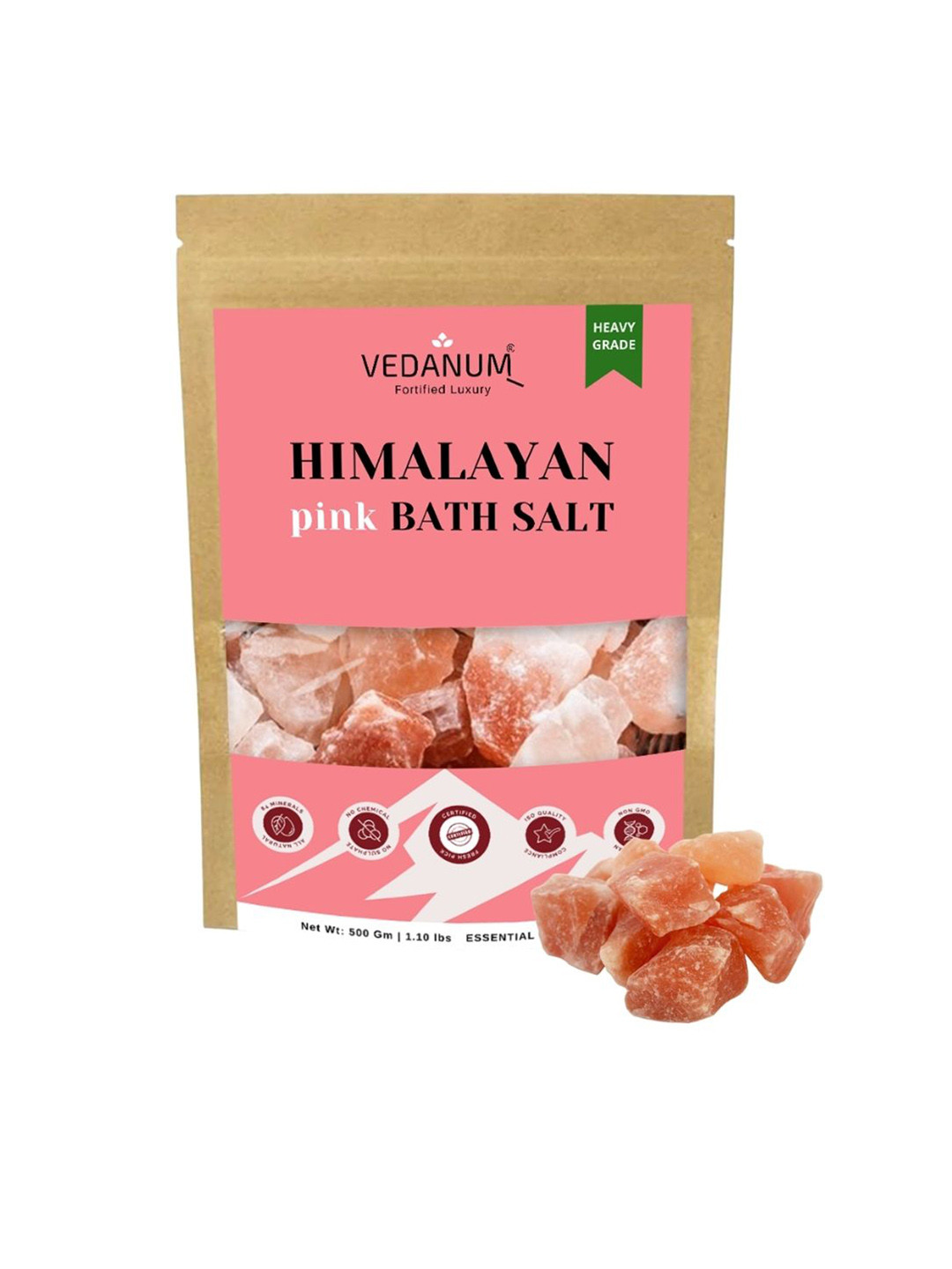 VEDANUM Fortified Luxury Himalayan Pink Bath Salt - 500 gm
