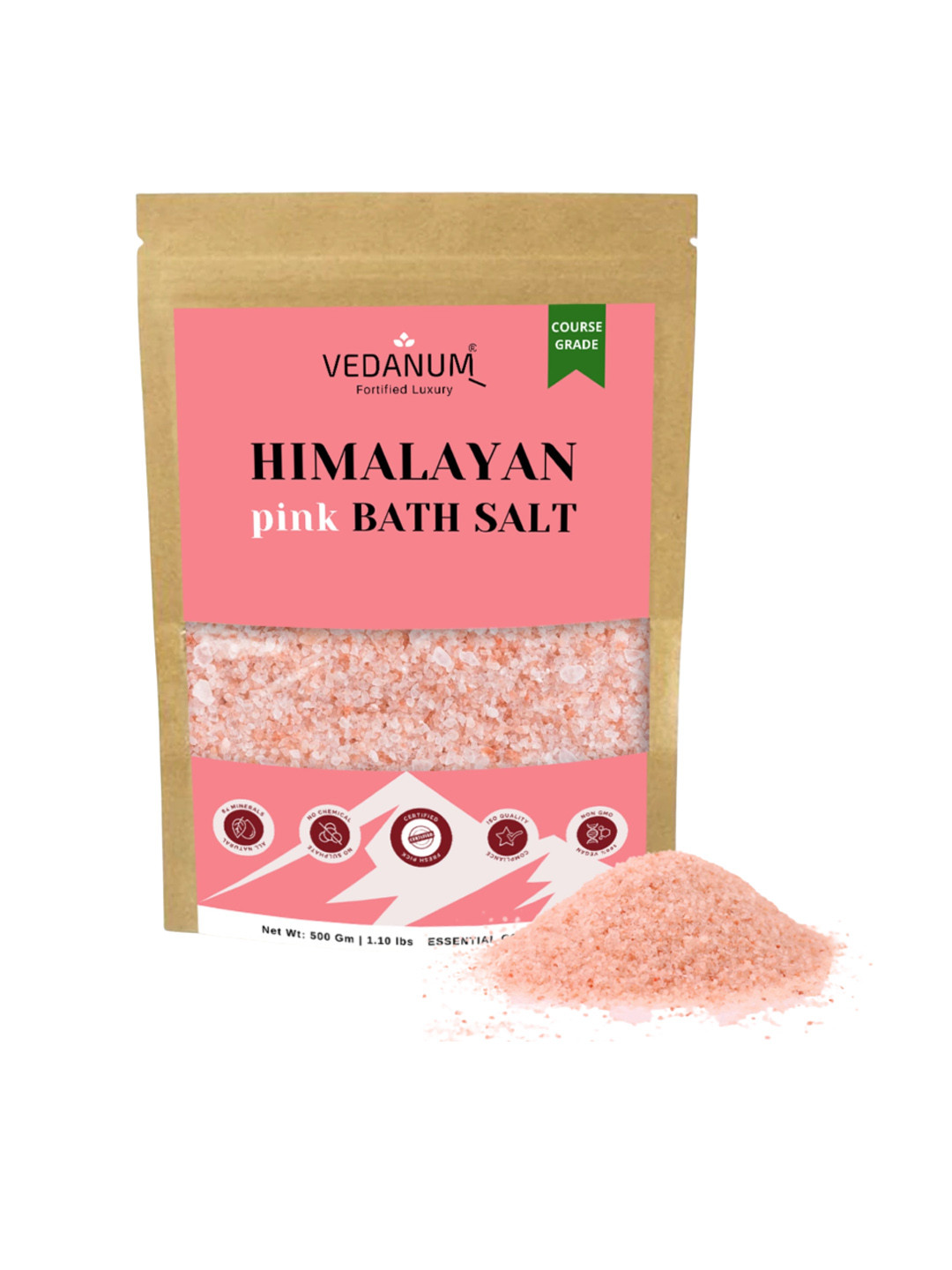 VEDANUM Fortified Luxury Himalayan Pink Bath Salt - 500 gm