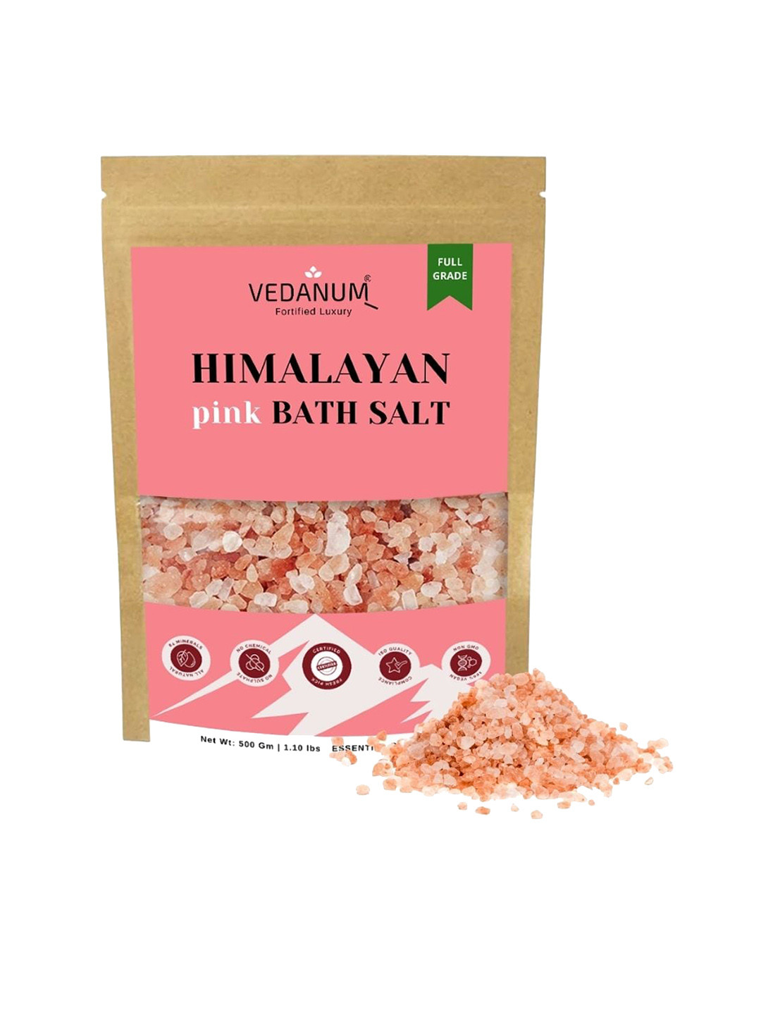 VEDANUM Fortified Luxury Himalayan Pink Bath Salt - 500 gm