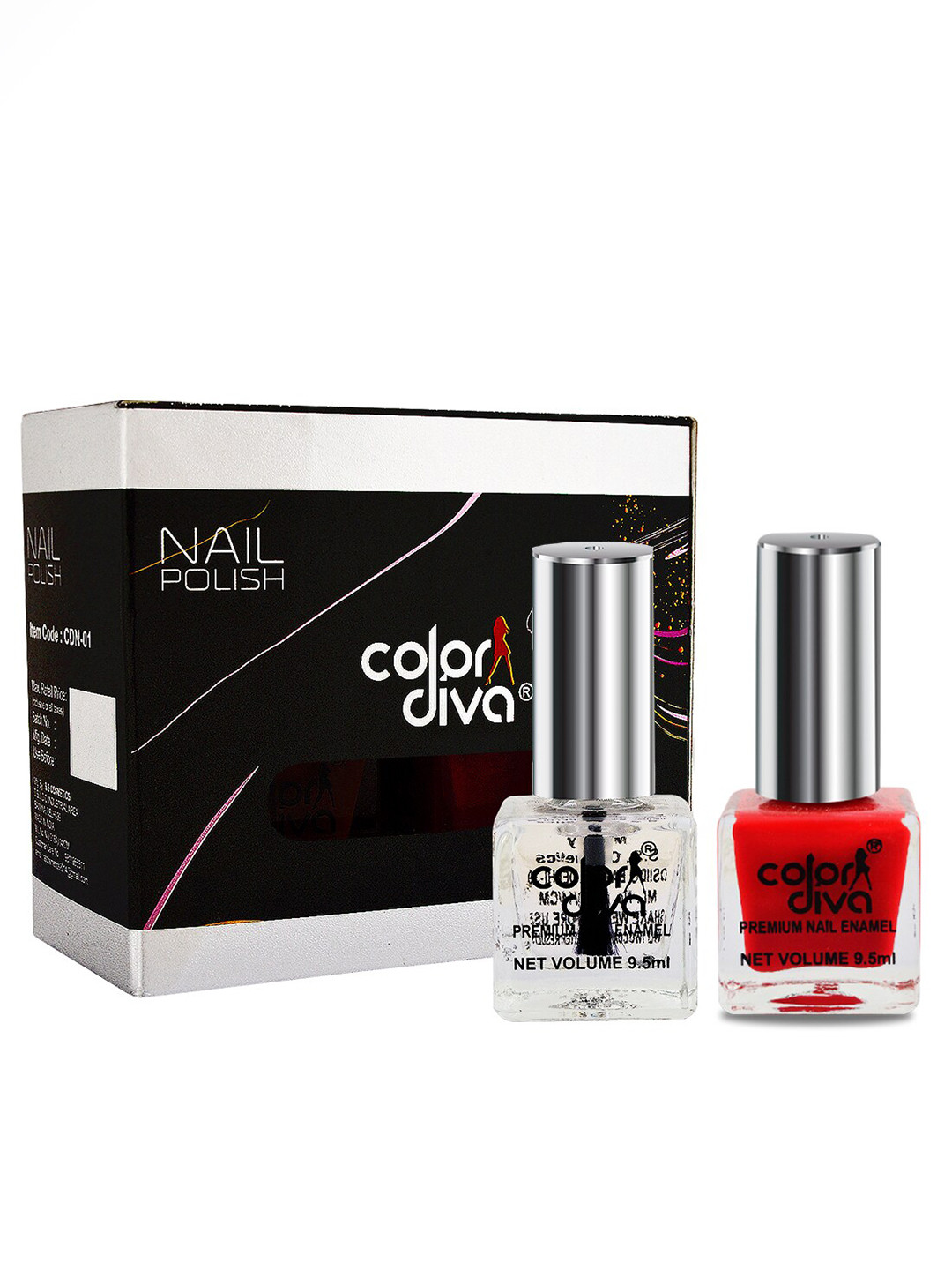 Adbeni Set of 2 Color Diva Long Lasting Premium Nail Enamel 9.5 ml each - Cherry Nails