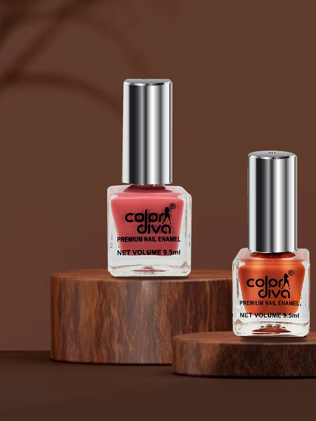 Adbeni Set of 2 Premium Nail Enamel Four Season Trend Nail Polish Peach & Brown 9.5ml Each