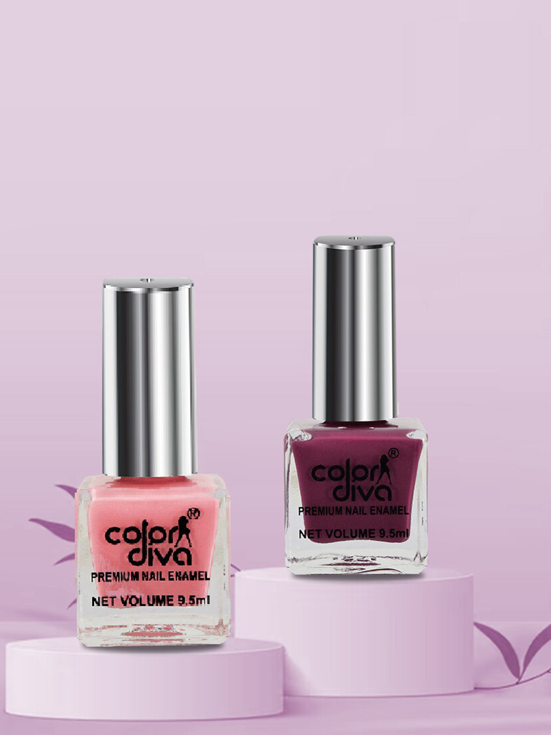 Adbeni Set Of 2 Premium Divine Finger Nails Nail Enamel 9.5ml Each - Mauve & Pastel Pink