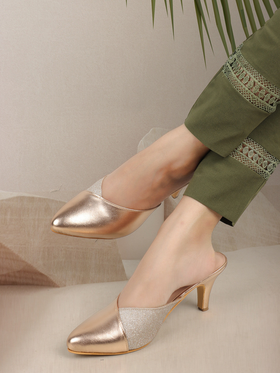 ELLE Pointed Toe Party Slim Heeled Mules