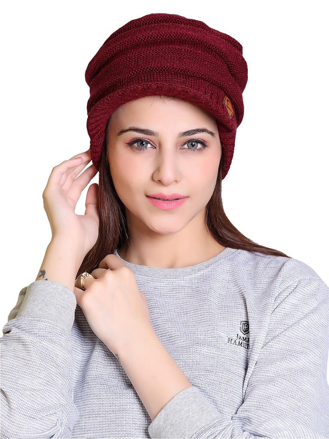 Gajraj Unisex Self Design Beanie With Visor