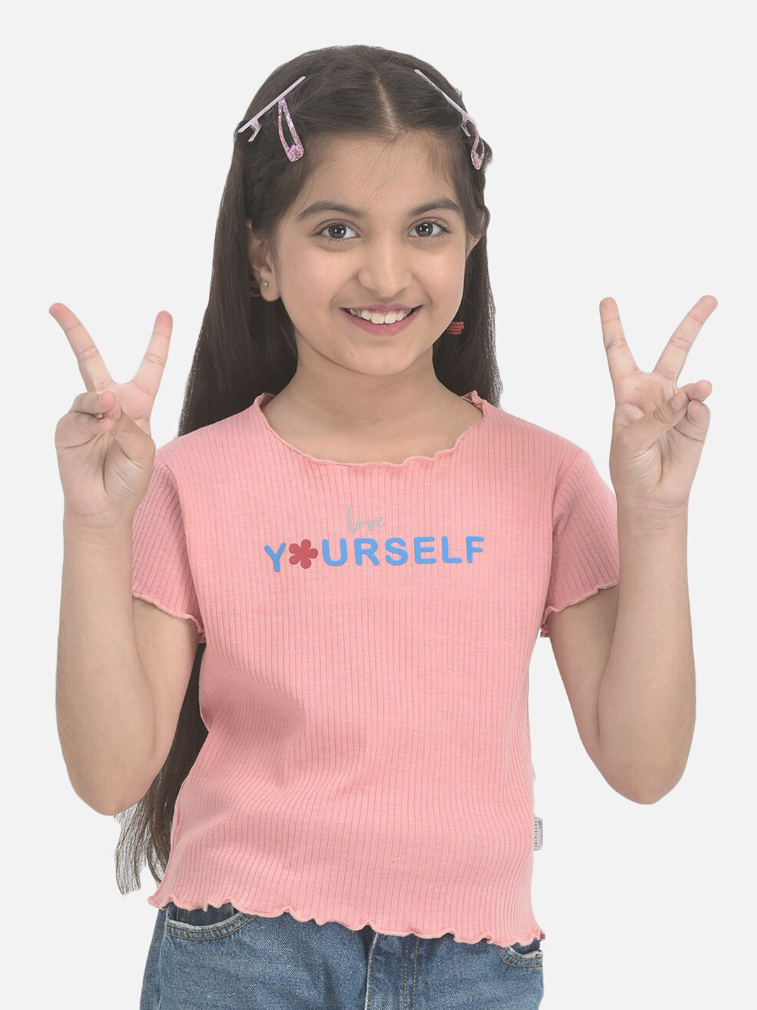 Crimsoune Club Typography Round Neck Lettuce Trim T-shirt