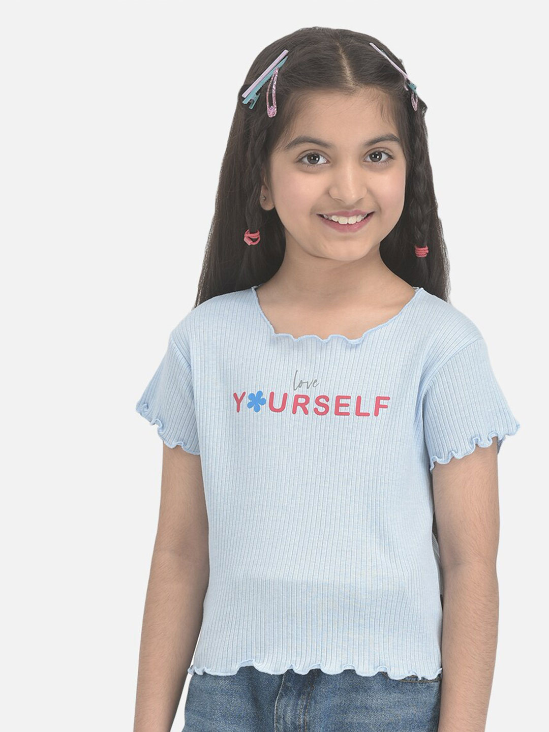 Crimsoune Club Typography Round Neck Lettuce Trim T-shirt