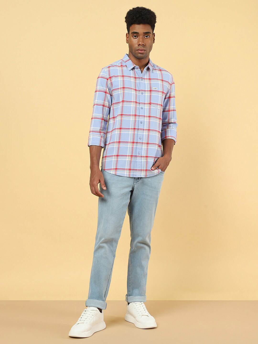 Wrangler Windowpane Checks Cotton Casual Shirt