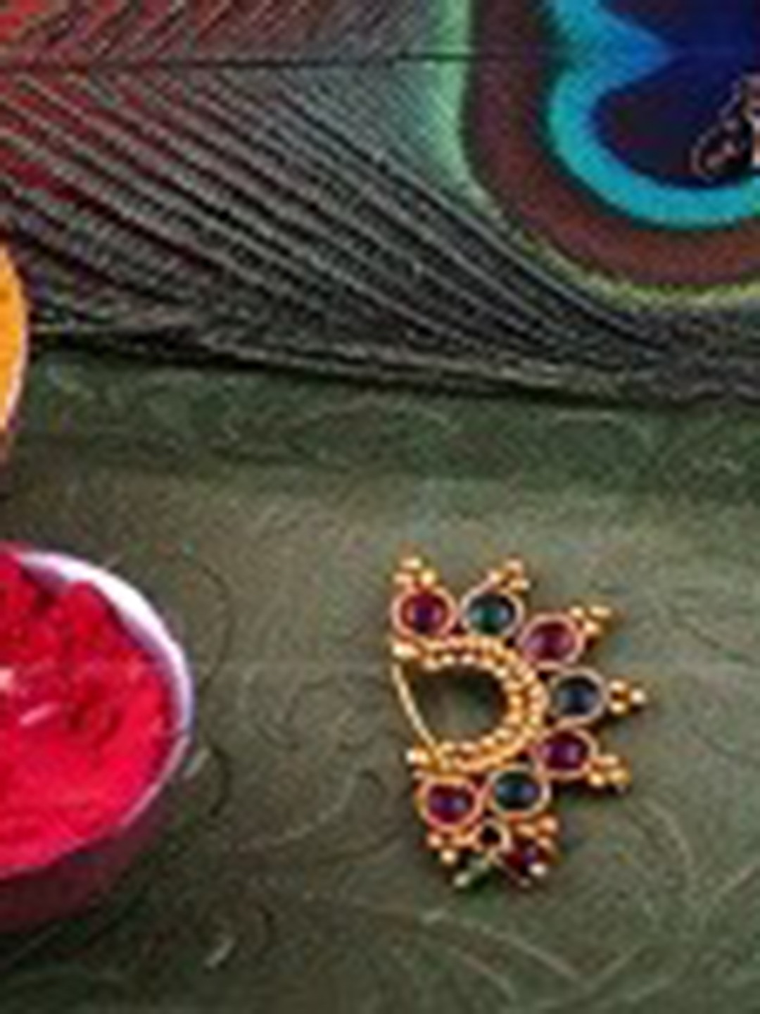 Vighnaharta Set Of 2 Gold-Plated Stone Studded & Pearl Beaded Ring Nosepins