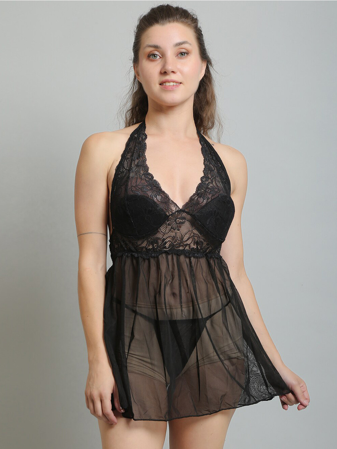 N-Gal Halter Neck Lace Baby Doll