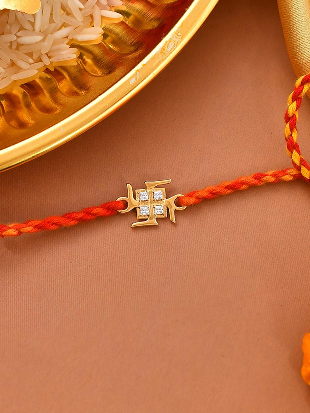 Studio Voylla Men 925 Sterling Silver Gold-Plated Thread Rakhi