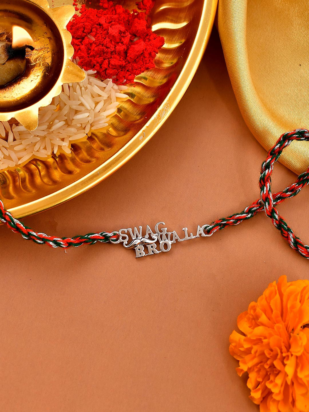 Studio Voylla 925 Sterling Silver Precious Swag Wala Bro Thread Rakhi