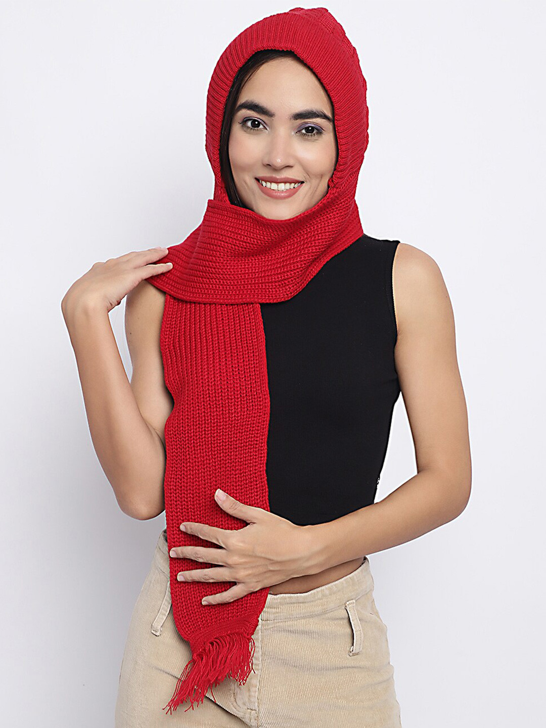 ELLIS Self Designed Acrylic Beanie With Attach Muffler