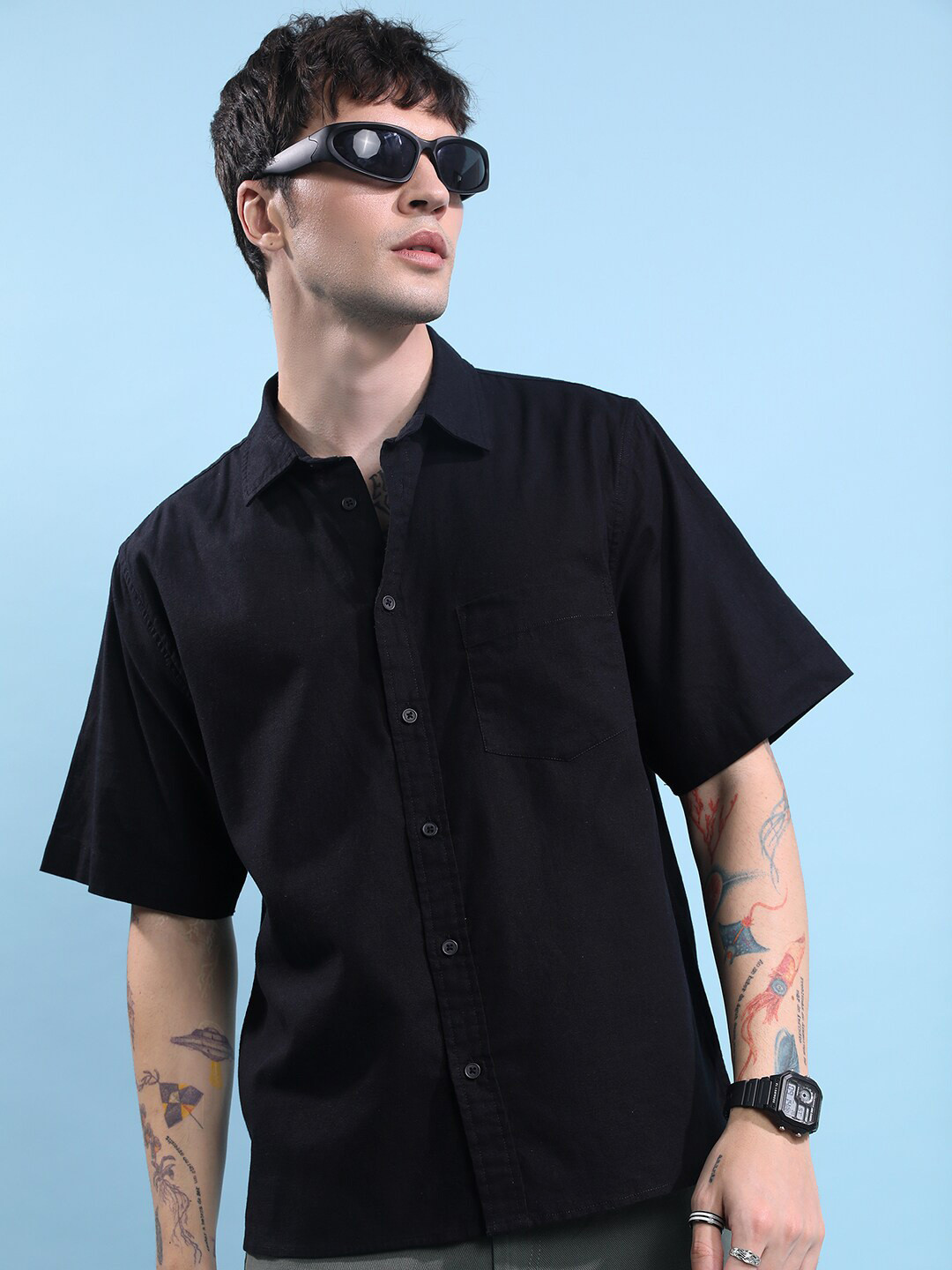 HIGHLANDER Boxy Cotton Drop-Shoulder Oversized Shirt