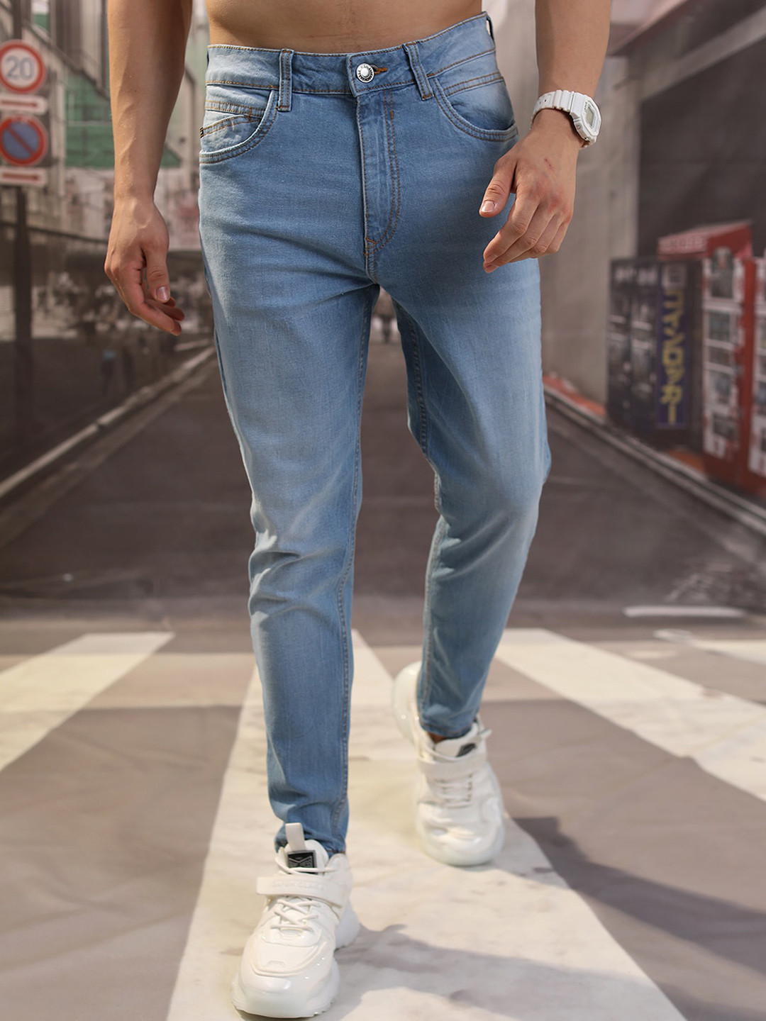 HIGHLANDER Men Super Skinny Crop Jeans