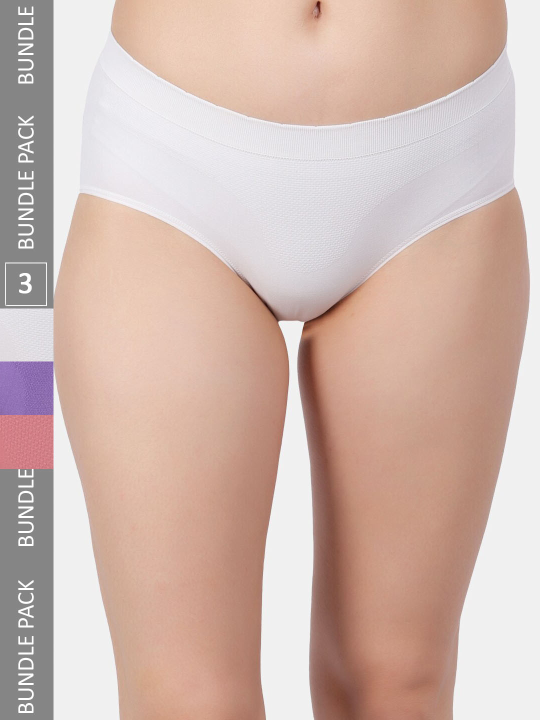 Amour Secret Pack Of 3 Cotton Ribbed Leak Proof Briefs P0017_Owht_Prl_Rbn
