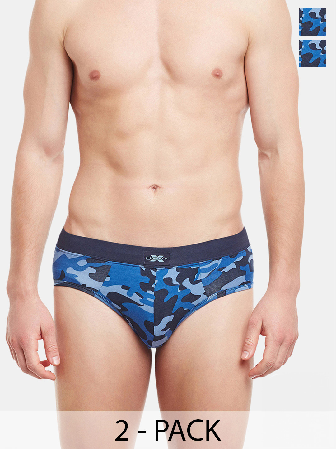 BODYX Men Pack Of 2 Printed Cotton Basic Briefs BX06B-Camo-PRT-2PCS-S
