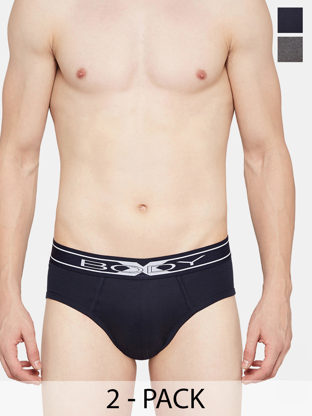 BODYX Pack Of 2 Cotton Briefs BX10A-B-DGLNA-2-S