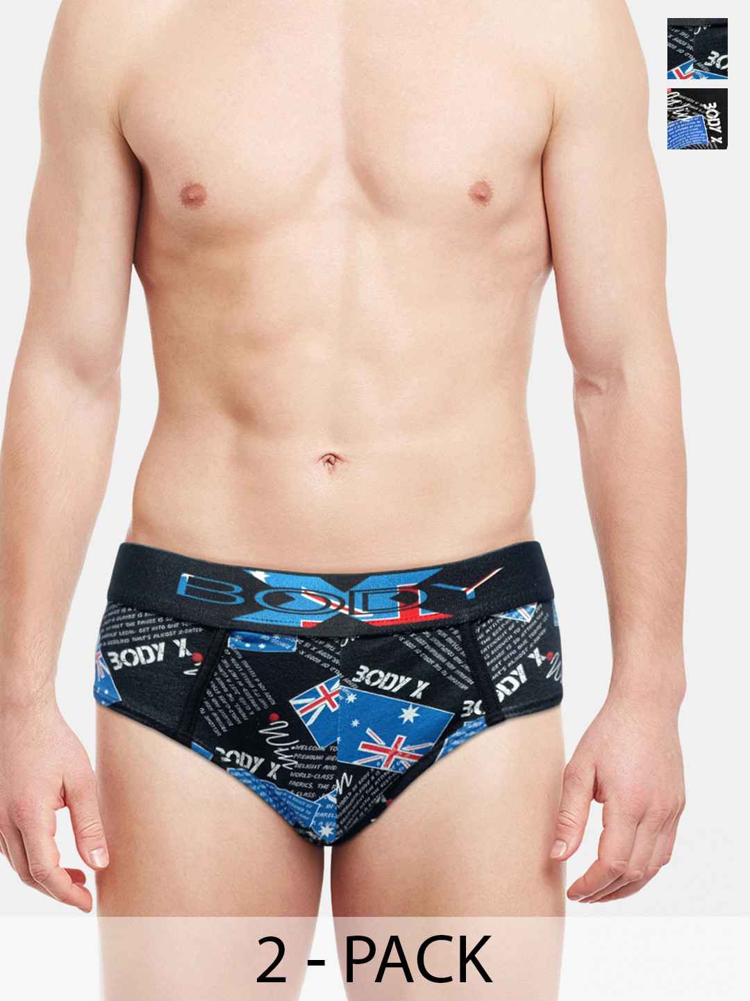 BODYX Pack Of 2 Abstract Printed Low-Rise Cotton Briefs BX01B-Print6-2PCS-S