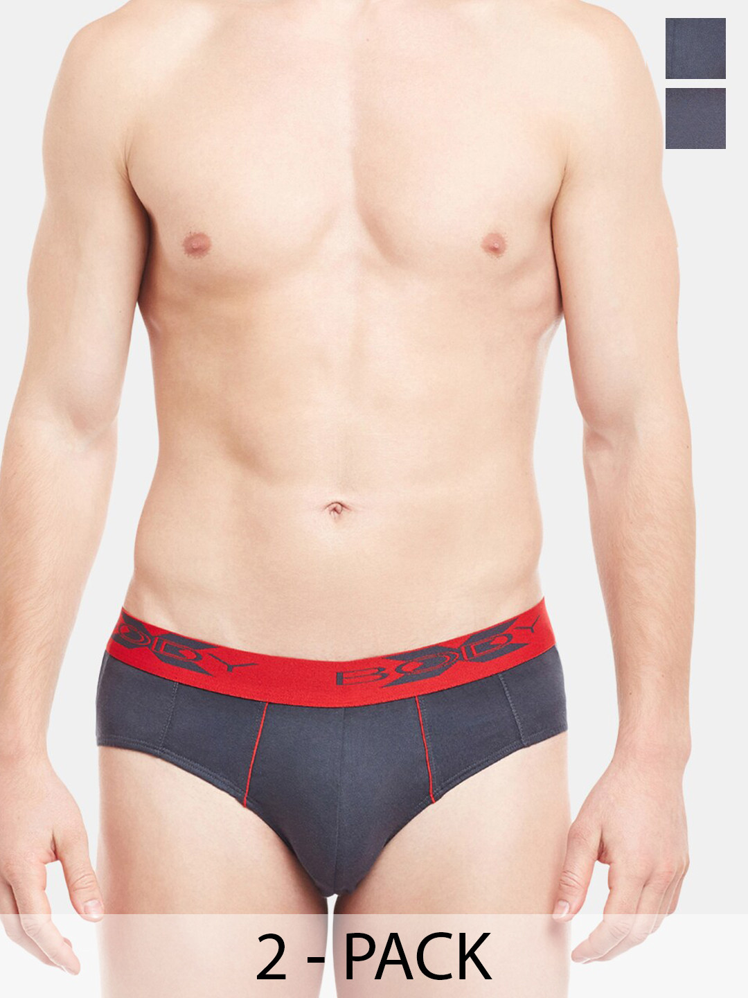BODYX Men Pack Of 2 Cotton Basic Briefs BX16B-Steel-Grey-2PCS-S