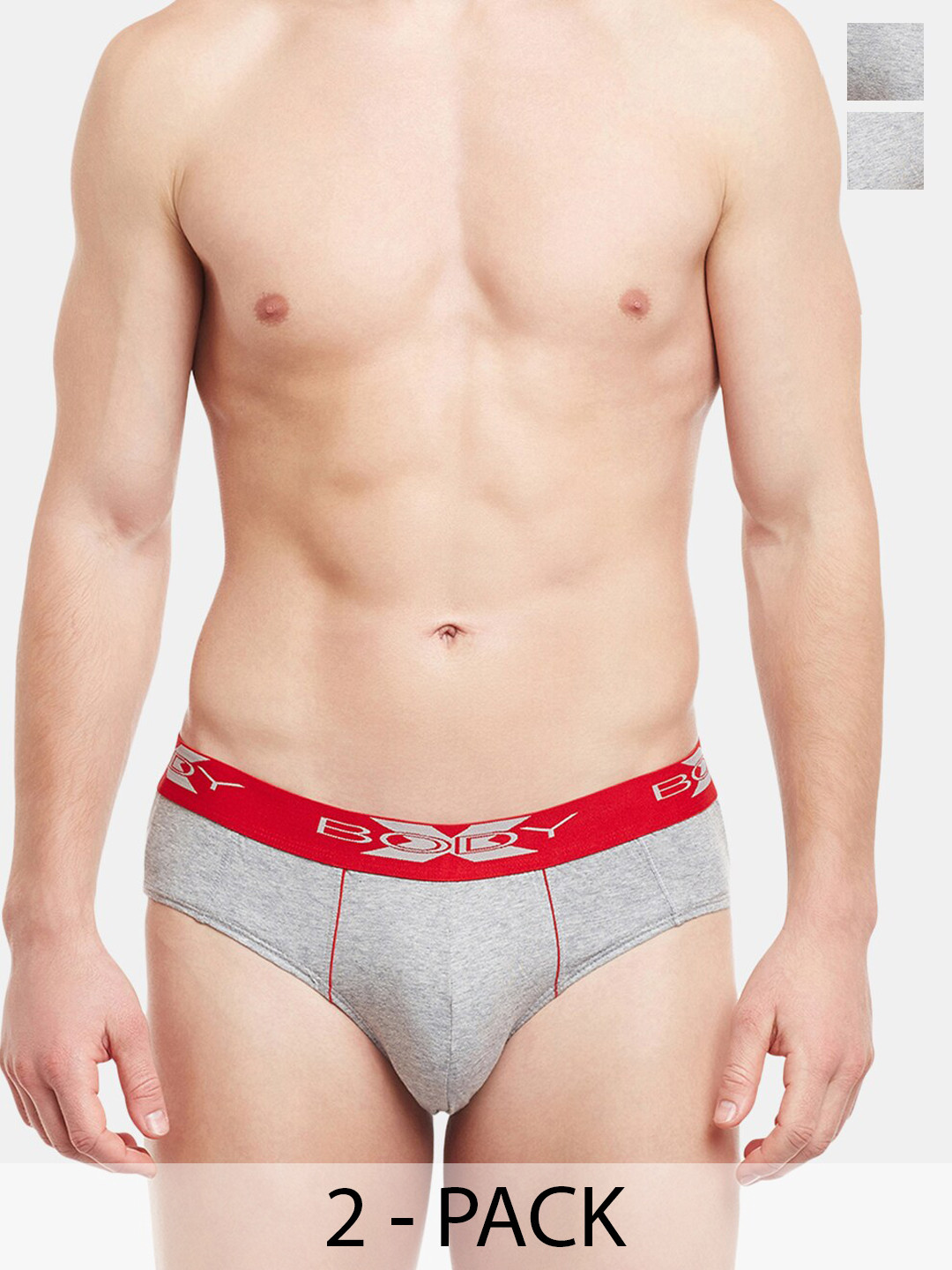 BODYX Pack Of 2 Ribbed Cotton Briefs BX16B-GRML-2PCS-XL