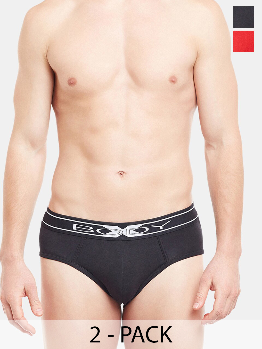 BODYX Men Pack Of 2 Pure-Cotton Basic BriefsBX10B-BLKRE-2-S
