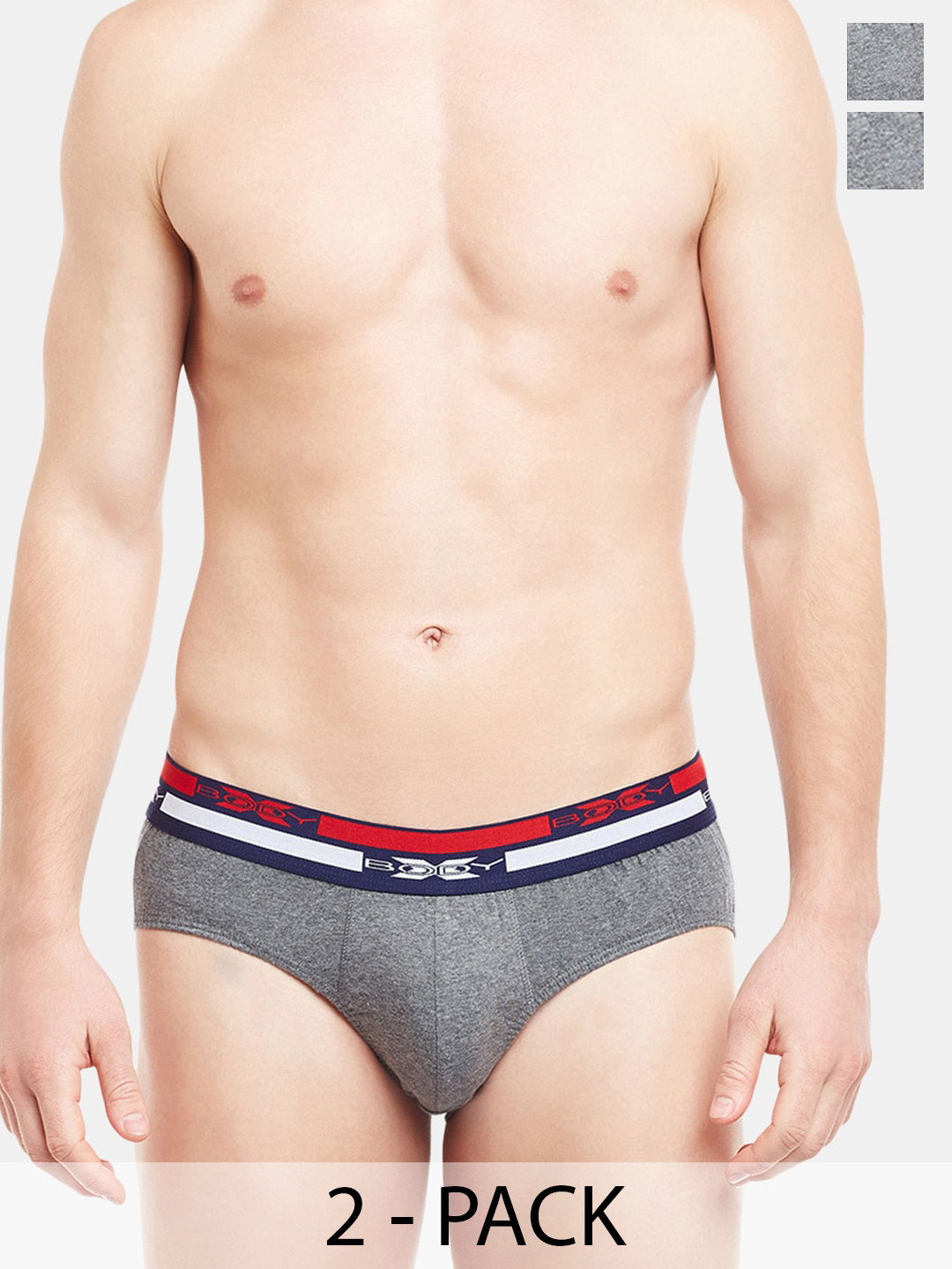 BODYX Pack Of 2 Cotton Ribbed Briefs BX12B-Steel-Grey-2PCS-XL