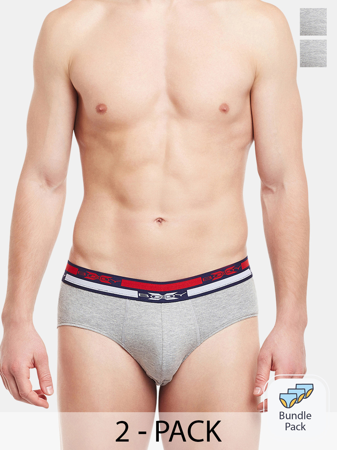 BODYX Pack Of 2 Cotton Basic Briefs BX12B-GRML-2PCS-S
