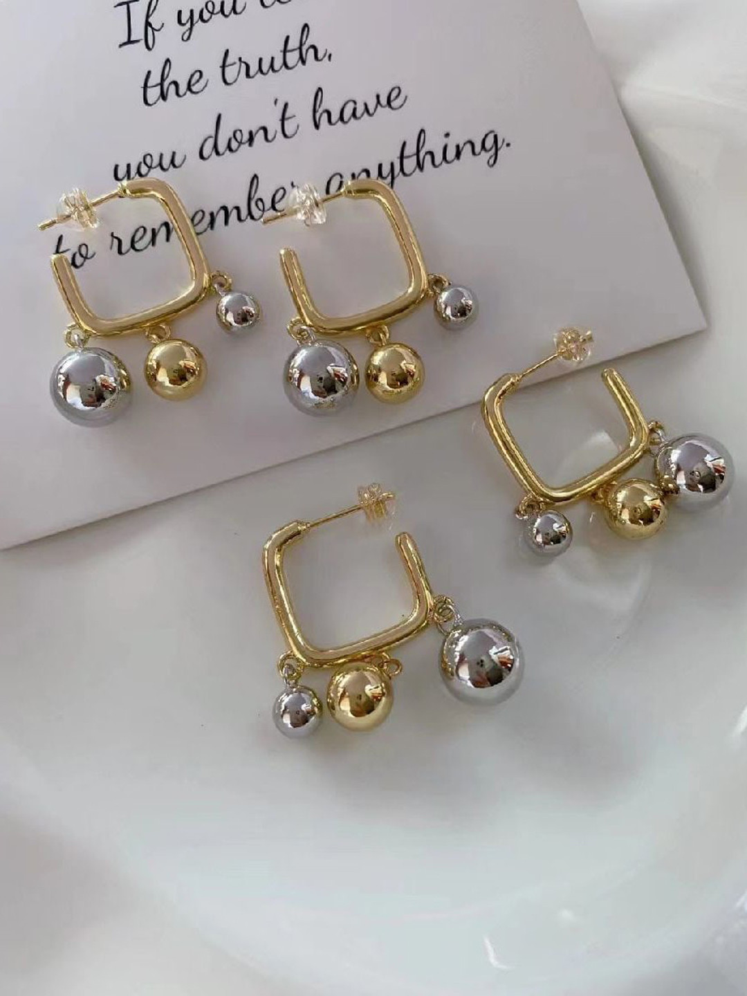 ZIVOM Gold-Plated Square Hoop Earrings